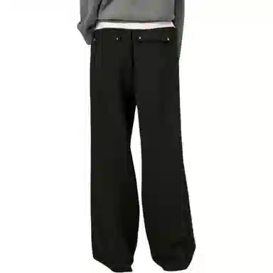 美洋 纯色高腰阔腿系带休闲裤 女款 黑色