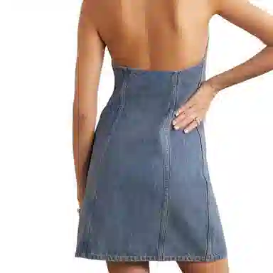 纪梵希 露背牛仔挂脖无袖连衣裙 女款