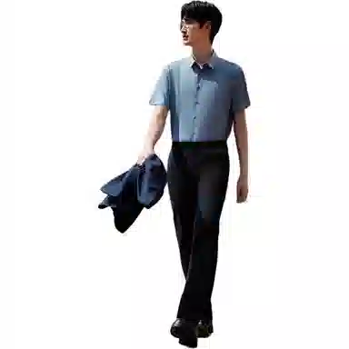 红豆 舒弹透气商务抗菌易打理不易皱冰竹纤维短袖衬衫 男女同款
