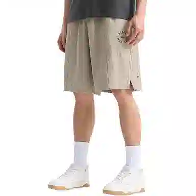 特步 篮球系列 休闲简约字母宽松系带运动短裤 男款 枫桥色