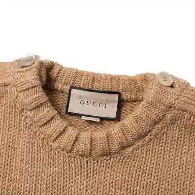 GUCCI FW23 Striped Embroidered Sweater Camel