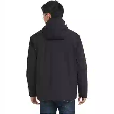 浪莎  纯色连帽舒适拉链  防水防风保暖冲锋衣 男