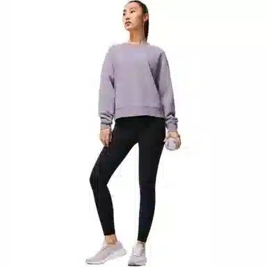 李宁 健身系列 纯色圆领套头卫衣 女款 螺甸紫