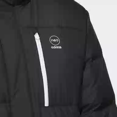 adidas Neo Logo Zip Hoodie Down Jacket Black