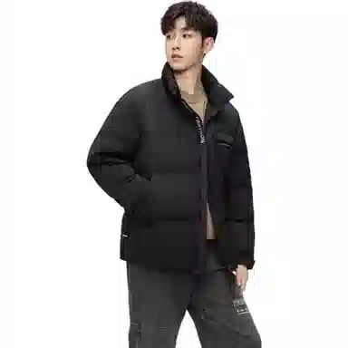 鸭鸭 休闲保暖面包服基础百搭短款加厚立领运动羽绒服 男款