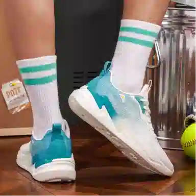 特步 闪电 运动休闲鞋 男款 白蓝