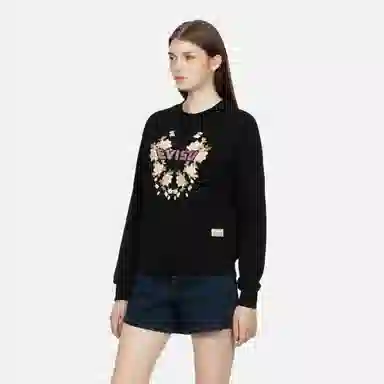 EVISU 23AW Floral Crewneck Sweatshirt Black