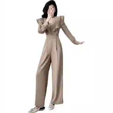 沐晓欣 长款荷叶边气质小众连体裤 女款