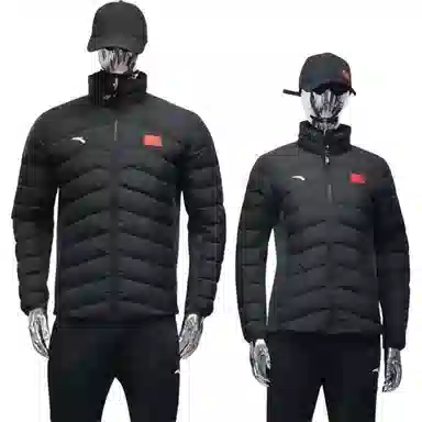 Anta Logo Print Puffer Jacket Black