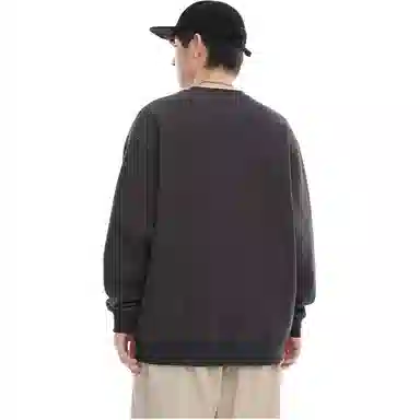 吉肯蒂 潮牌圆领卫衣明线设计潮流宽松纯色街头百搭休闲上衣 男款