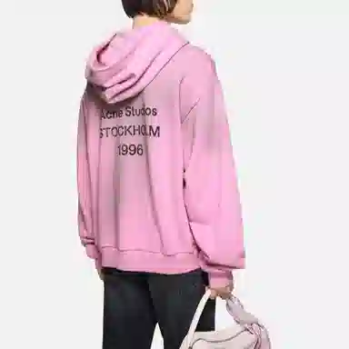 Acne Studios Retro Logo Hoodie Pink