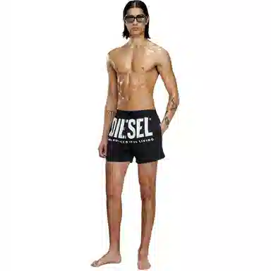 DIESEL Letter Print Swim Shorts Black