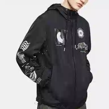 DIESEL Logo Hoodie Jacket Black
