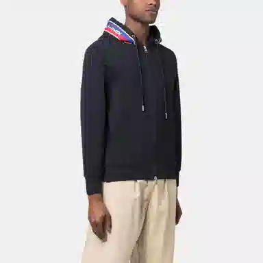 Moncler SS23 Logo Zip Hoodie Prussian Blue