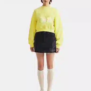 Kirsh Cropped Crewneck Sweatshirt Yellow