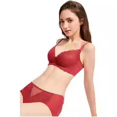 都市丽人 小胸聚拢显手掌杯透气内衣裤套装 女款 酒红