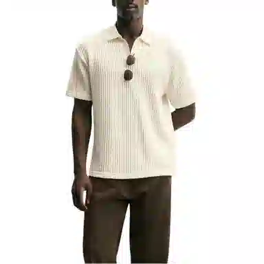 ZARA Slim Fit Textured Polo Shirt