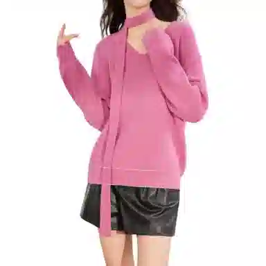 爱依服 甜美宽松通勤常规温柔风针织衫 女款