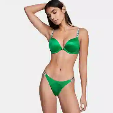 Victoria's Secret Logo Lace Bikini Bottom Green