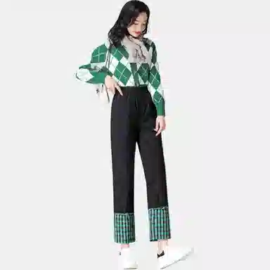 鸭鸭 休闲直筒时尚撞色羽绒裤 女款 黑色