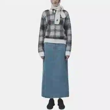 RestRecreation FW25 CHECK PATTERN HAIRY SWEATER V