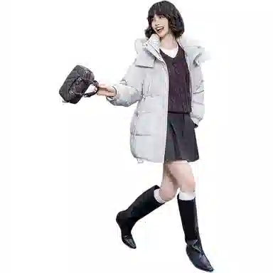 鸭鸭 加厚冬季韩版休闲中长款连帽长袖羽绒服 女款