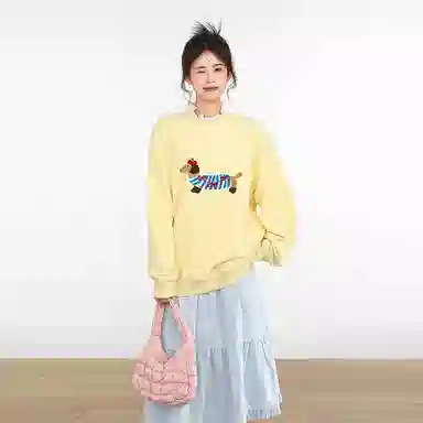 柏黛妃 圆领长袖套头韩系长袖卫衣 女款 黄色