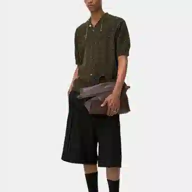 ADER ERROR SS25 V-Neck Tassel Embroidered Knit Tee Black