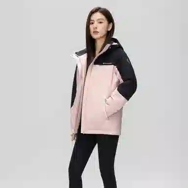 雅鹿 连帽短款宽松长袖纯色羽绒服 女款