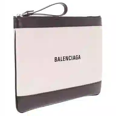 Balenciaga Canvas Leather Clutch Beige Black