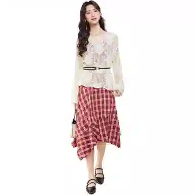 爱依服 法式设计感甜美通勤长袖连衣裙 女款