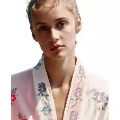 ZARA Colorblock Floral Embroidered Shirt