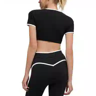 Alo Yoga Logo V-Neck Crop Tee