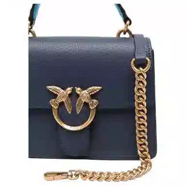 PINKO Mini Leather Shoulder Bag Blue