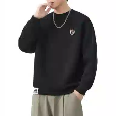 帝狼牛 春秋圆领刺绣品质感套头宽松日系复古百搭简约舒适休闲长袖 卫衣 男女同款