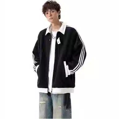 悍戈 美式重磅潮流拼接撞色大码情侣棒球服休闲时尚卫衣 男女同款