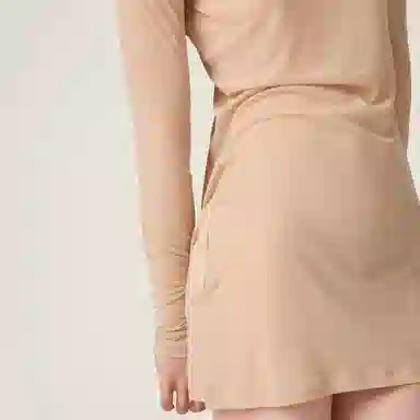 Miu Miu Crew Neck Dress Light Beige