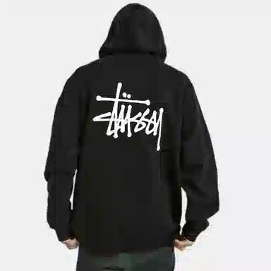 Stussy Logo Pullover Hoodie Black