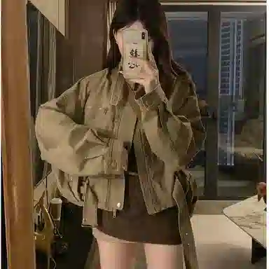 桴生 美式特调工装风早秋立领短款显瘦夹克 女款