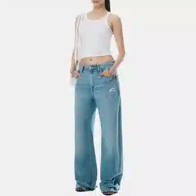 Alexander Wang Logo Low-Rise Zip Pocket Jeans Blue