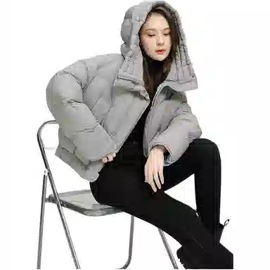 鸭鸭 韩版连帽加厚休闲时尚纯色短款长袖羽绒服 女款