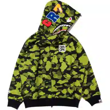 A BATHING APE x CR7 LIFE FW25 Camo Shark Hoodie