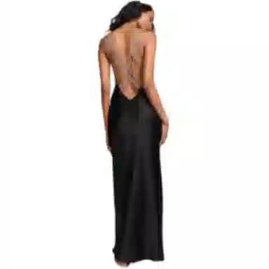 Victoria's Secret Twinkle Strap Satin Long Slip DressBLACK V