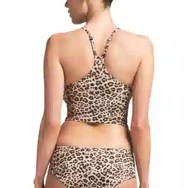SKIMS Signature Swim Cami Top Champagne Leopard Print