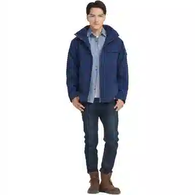 浪莎  纯色连帽舒适拉链  防水防风保暖冲锋衣 男