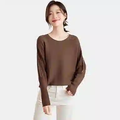 曲韩 圆领简约通勤针织衫 女款