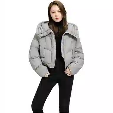 鸭鸭 韩版连帽加厚休闲时尚纯色短款长袖羽绒服 女款