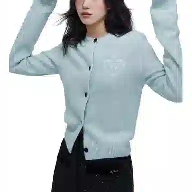 MARDI MERCREDI RACCOON BLENDED CARDIGAN ROUND NECK SPADE_