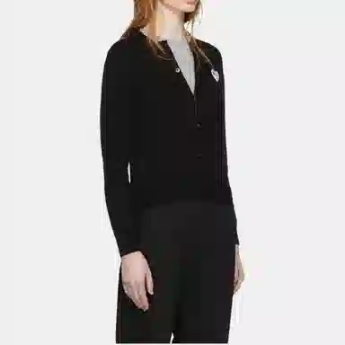 CDG Play White Heart Ladies' Cardigan (Black)