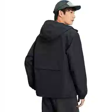 特步 生活系列 防风连帽休闲运动长袖风衣 男款 尘卡其/灰棕色
